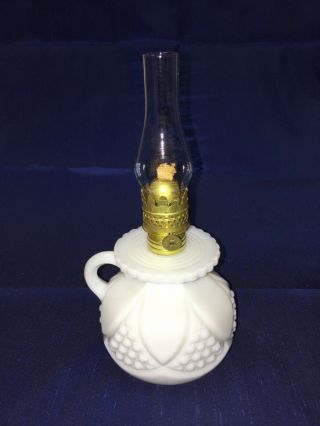 Antique Miniature Oil Lamp Milk Glass