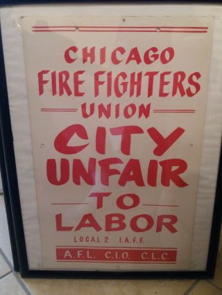 Two Different Chicago Fire Fighters Union Strike Signs 1980 Afl Cio Clc