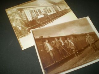 Social History 1911 Brighton Railway Station Trains Men 2 Photographs 4.  4 