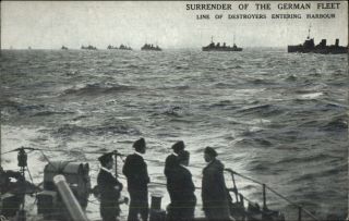 Wwi Surrender Of German Navy Fleet Destroyers Postcard C1918