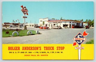 Sioux Falls Sd Holger Anderson Skelly Truck Stop Gas Service Station 1950s Cars