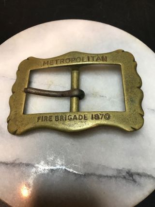 Antique Brass Belt Buckle.  Metropolitan Fire Brigade 1870 Made In England
