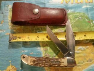 Vtg Schrade Usa Uncle Henry 227uh Hunting Knife W/ Schrade Uncle Henry Sheath