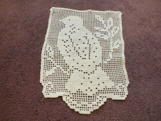 Collectible Handmade Crocheted Doily Off White Bird 10 1/2 X 8 "