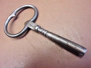 Antique French Hollow Barrel 3/16 " Key Stamped 6 Or 9 Hand Forged Vtg Key