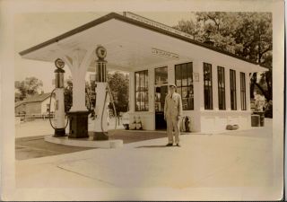 C1920s Photograph Continental Oil Company Gas Station J.  W.  Clark Lessee