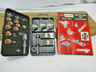 Vintage Router Bits W/ Case 1976 Sears Craftsman Router Bits & Accessories Book