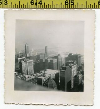 Vintage 1951 Mini Photo / Aeral View Of Chicago Skyline - Illinois Skyscrapers