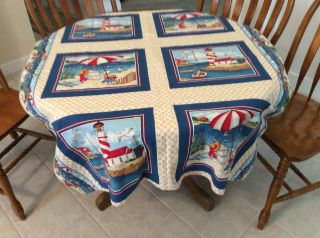 Vintage Coastal Theme Tablecloth Or Wall Hanging