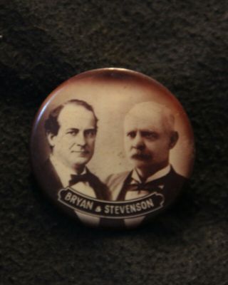 William J.  Bryan & Adlai Stevenson Presidential 1900 Campaign Jugate Pin/ Button