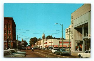 Postcard Ms Columbus Vintage Street View Of Fifth Street North Bank Old Cars H02