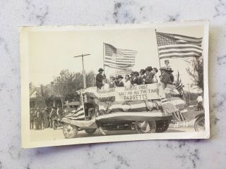 Antique Real Photo Postcard Rppc Patriotic Ww1 Era Parade Float Flag Parrett 
