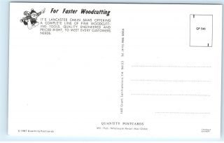 1987 Lancaster Chain Saws Modern Design Woodcutting Advertisement Postcard B35 2