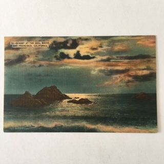 Sunset At The Seal Rock San Francisco California Unposted Vintage Postcard
