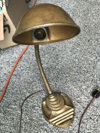Vintage Eagle Cast Iron Gooseneck Desk Lamp Light Metal Shade Industrial
