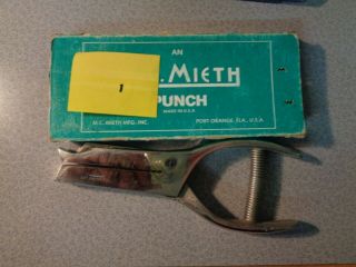 Vintage M.  C.  Mieth Punch Hand Paper Ticket Good - Punches 1