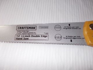 Craftsman Hand Saw - 12 1/2 " Double Edge - 15 Point Smooth Cut - 8 Point Cut