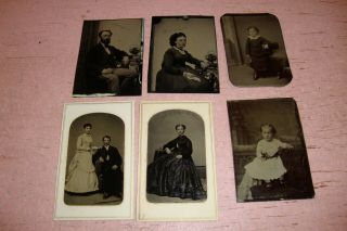 Album Of 9 Tintype 21 Cdv Photos 1800s 4 Have Stamps On The Back Of Them