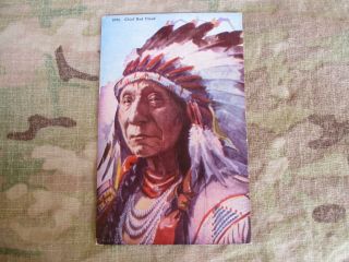 Antique,  Vtg Native American Indian 5705 Chief Red Cloud Portrait Postcard,  Hht