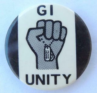 Gi Unity War Resisters Anti - Vietnam War Protest Cause Pinback Button 1960s Era