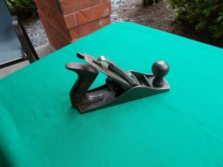 Antique Stanley Bailey No 4 Iron Wood Plane Pat Dat 1910 Very