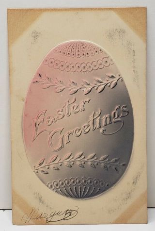 Easter Greetings Embossed Airbrushed Egg 1907 To Shirleysburg Pa Postcard C18