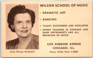 1950 Chicago,  Il Advertising Postcard Wilson School Of Music 6255 Kimbark Ave