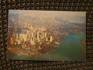 York Aerial View - American Airlines - Vintage Postcard