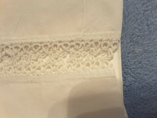 Wedding Worthy Fancy Pure White Pillowcase Pair with inset of white tatting. 2