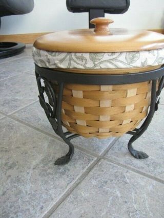 Longaberger 2004 At Home Garden Flora Small Plant Basket Combo & Stand W Cover