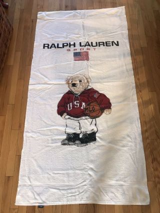 Vintage Ralph Lauren Polo Bear Towel Usa Basketball Polo Sport Made In Usa