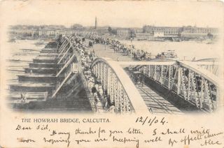 Postcard India Calcutta Pontoon Bridge Circa 1904