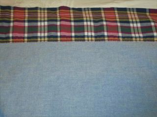 Ralph Lauren Twin Flat Sheet 100 Cotton Denim Blue Chambray Garrison Plaid Vgc