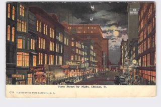 Ppc Postcard Illinois Chicago State Street By Night Palace Clothing The Republi