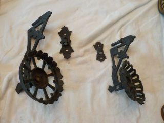 Two Vintage Cast Iron Wall Mount Oil Lamp Brackets