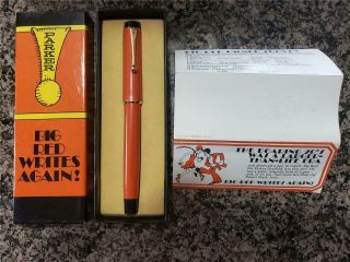 Vintage Orange Parker Big Red Ballpoint Pen Gold Trim 1970 