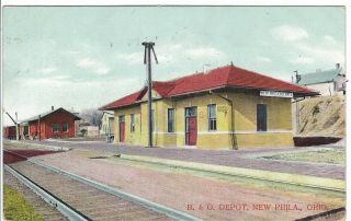 B.  & O.  Railroad Station,  Philadelphia,  Ohio Vintage Postcard