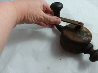 Valve Lapping Tool Antique Wooden Handle Hand Crank Cast Iron Automotive Use 2