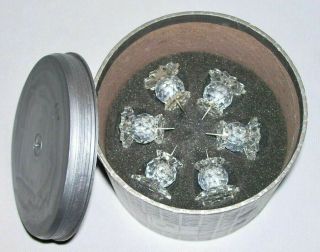 Swarovski Solid Crystal Set (6) Mini Candleholders W/box Austria