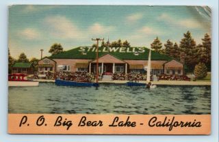 Big Bear Lake,  Ca - Rare Early View Of Stillwells Resort & Boats - Postcard