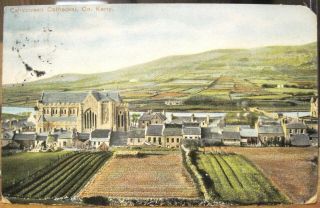 Irish Postcard Cahirciveen Cathedral Potato Beds Ring Kerry Ireland Hely 