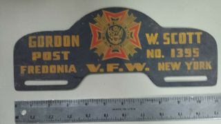 Vintage Metal Vfw License Plate Topper V.  F.  W.  Post No.  1395 Fredonia York