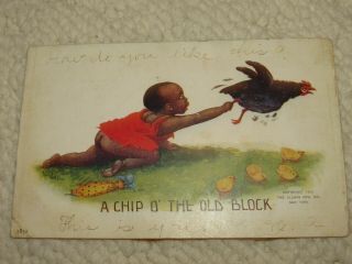 Black Americana Racist Post Card Posted 1907 Cute Coons Series