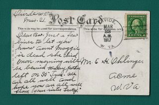 Divide,  Fayette County,  Wv Mar 28,  1917 Dpo Postmark On Lookout School Pc,  Vf