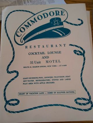 Commodore Restaurant Menu Sharon Springs Ny