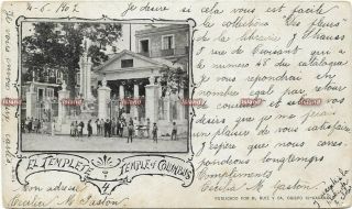Cuba Private Mailing Postcard.  Havana.  Temple Of Columbus.  Stamps.  Mailed 1902