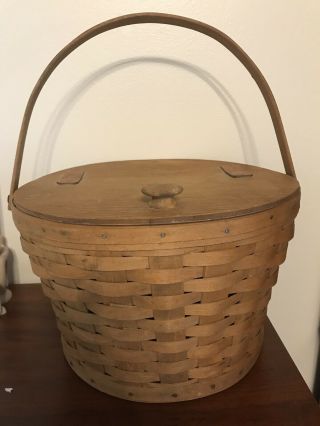 1985 Longabeger Sewing Basket With Stand