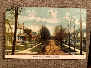 Rare 1923 Vintage Franklin In Indiana Postcard Historic Martin Place