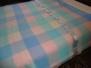 Vtg Chatham Blanket Full Size 100 Dacron Poly Pink & Blue Cottage Chick