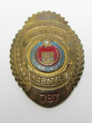 Vintage Manila Philippines Justice Advocate Badge Number Obsolete Police Medal